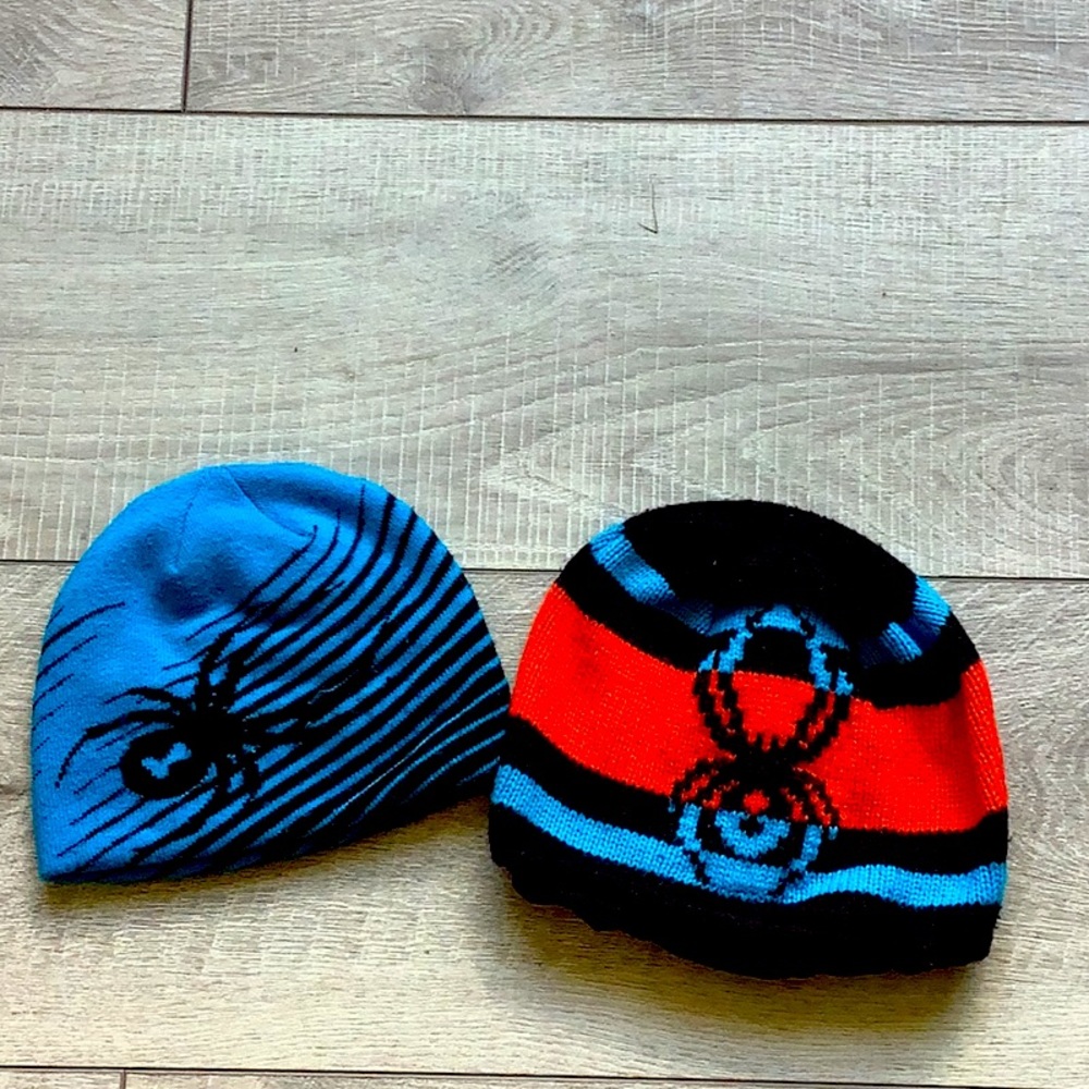 Two Spyder beanies